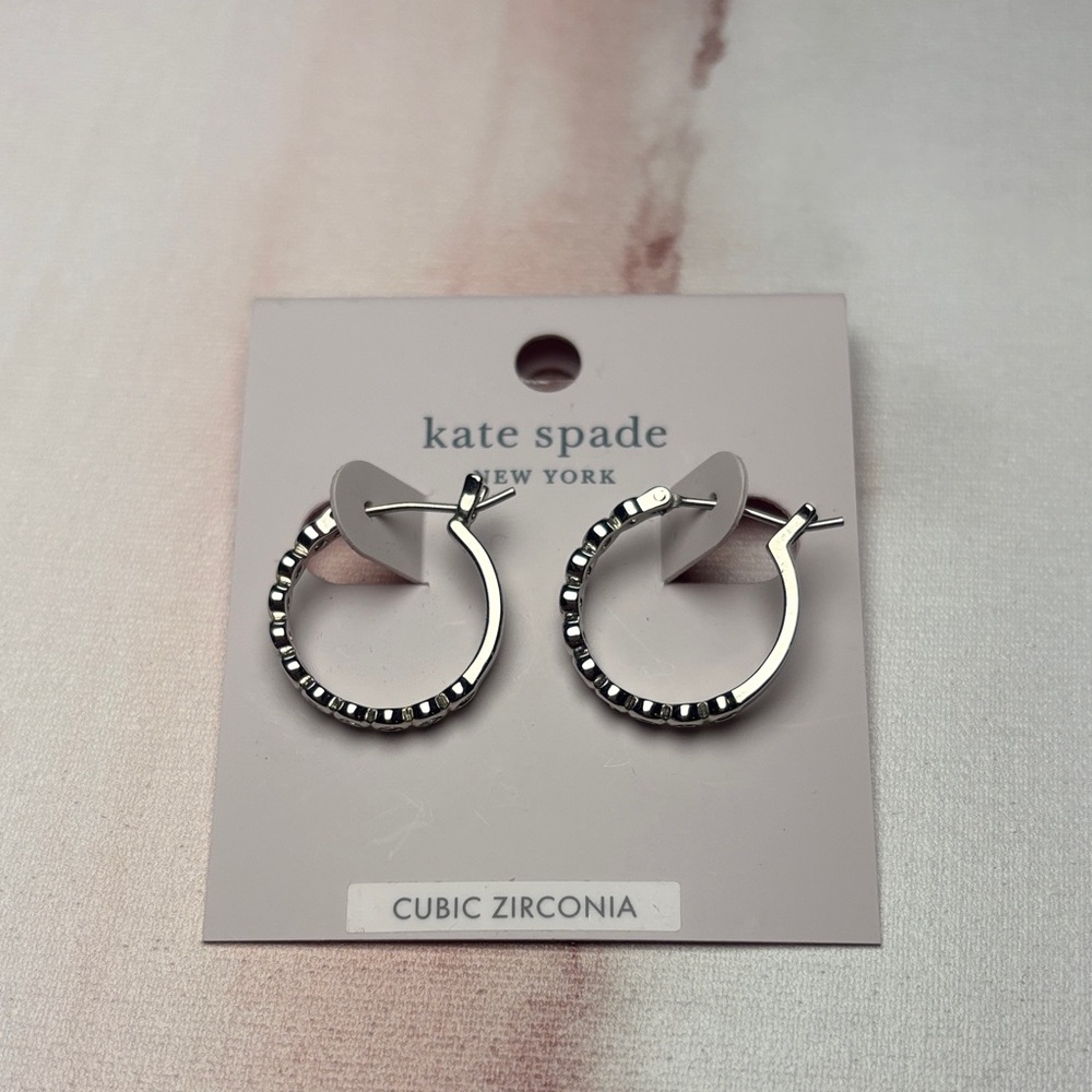 Kate Spade Silver CZ Hoop Earrings